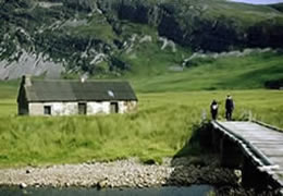 Wooden bridge at the south end of Loch Stack