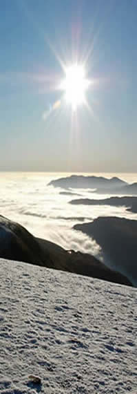 Cloud inversion Helvellyn summit plateau - winter