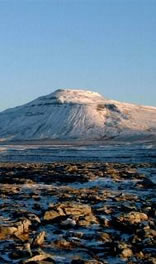 Ingleborough in winter from Scales Moor