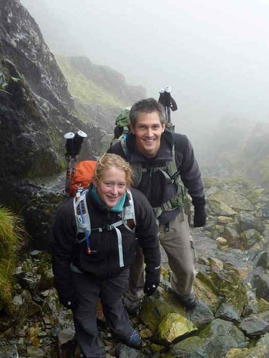 Srambling up Mickledore on scafell Pike