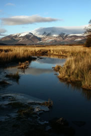 Snow-capped Skiddaw from River Derwent