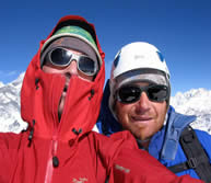 Tim Mosedale (Red) - Everest in background Ama Dablam expedition 2005